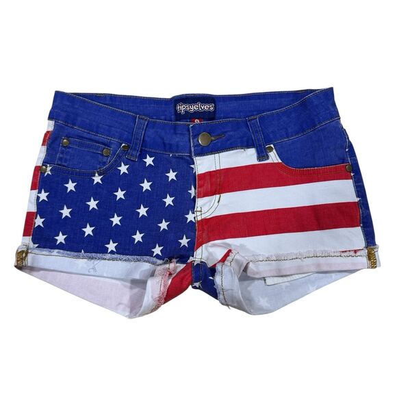 Tipsy Elves Liberty Jean Shorts Small Red White Blue American Flag 4th July USA - Picture 1 of 10